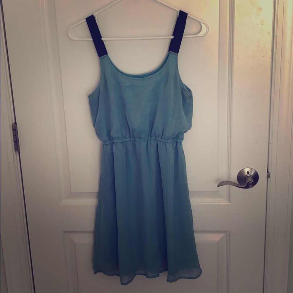 Light blue dress with black straps